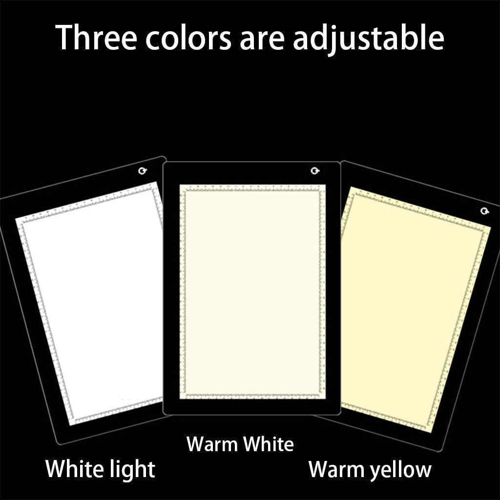 Light Box A4 Ultra-Thin Portable Led Tracer 3 Color Dimmable with Filter Color Eye Mask Led Artcraft Tracing Light Pad for Children Light Template Diamond Painting Artist,