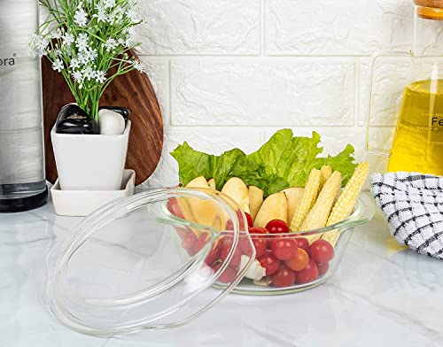 Image of Femora Borosilicate Glass Casserole Deep Round Oven and Microwave Safe Serving Bowl with Glass Lid, 700 ml
