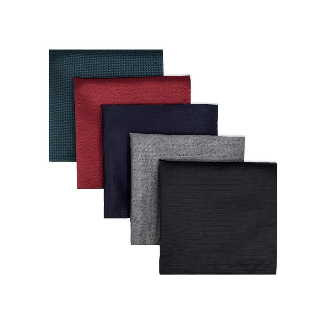 5-teiliges Set aus bunt sortierten Einstecktüchern für Herren, Seide, klassisches Taschentuch-Set, Geschenk, bunt (Farbe: Argento) (3er-Pack)