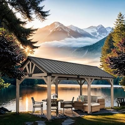 Bed Bath & Beyond 12 x 20 ft. Wood Gazebo Cedar Framed Wooden Gazebo