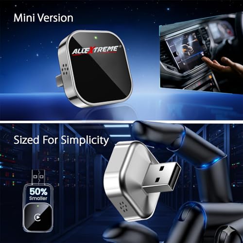 Image of Allextreme 2-in-1 Wireless CarPlay & Android Auto Adapter | Convert Wired CarPlay to Wireless | Bluetooth 5.0 & WiFi | Compact Design Plug & Play | Works with 1000+ Car Models