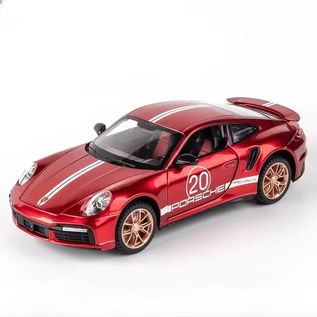 Image of WORSHIPER Compatible for 1:32 Porsche Carrera 911 Toy Car Model, Diecast Collectible Pull Back Model Car with Sound and Light, Toy Gift Vehicles for Adults Kids Boys Girls?Red?