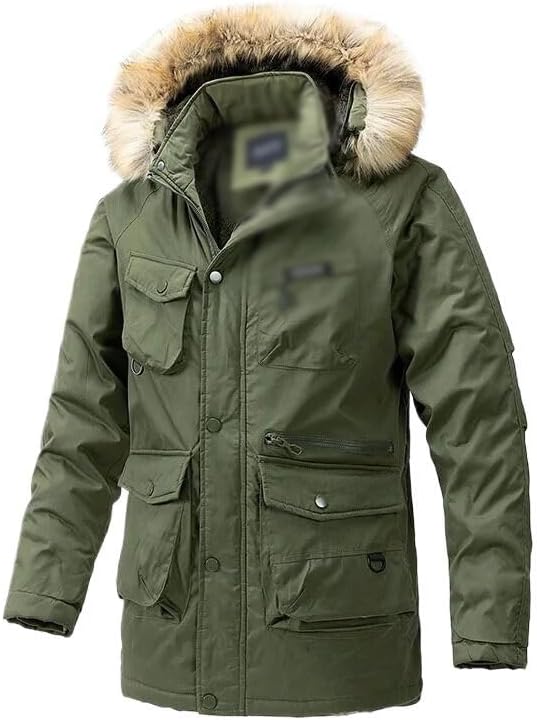 Men'S Long Autumn Winter Coat Men Fleece Hooded Jacket