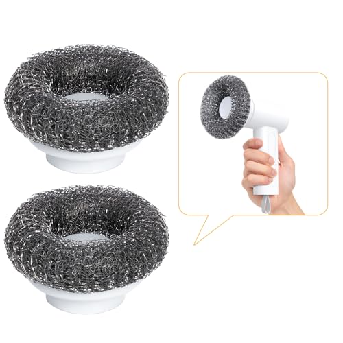 Image of 2Pcs Steel Wire Brush Heads for Electric Spin Scrubber Cleaning Stoves, Pots, Grills, Ovens(White)