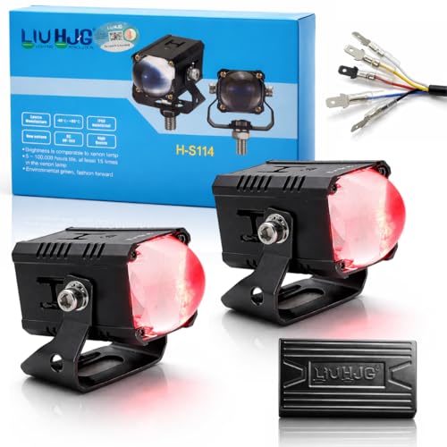 Image of LIU HJG Single Lens High Bright LED Fog Light Waterproof & Dustproof 60W 12V-80V DC Power Yellow White & Red Devil Eye Light Reflection Universal fit for All Bikes & Cars (Pack of 2)
