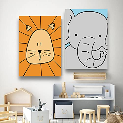 Schattige Baby Dierlijke Foto's Prints voor Kwekerij Muur Decor JongensSlaapkamer Speelkamer Decoraties Olifant Giraffe… - Afbeelding 7
