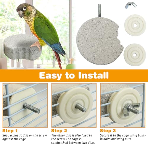 Image of PINVNBY 8 PCS Bird Perch Parrot Beak Grinding Stone Calcium Mineral Parrot Perch Foot Claws Trimmer Chewing Toy Bird Cage Accessories for Small Medium Budgie Cockatiel Conure Lovebird (Lune)