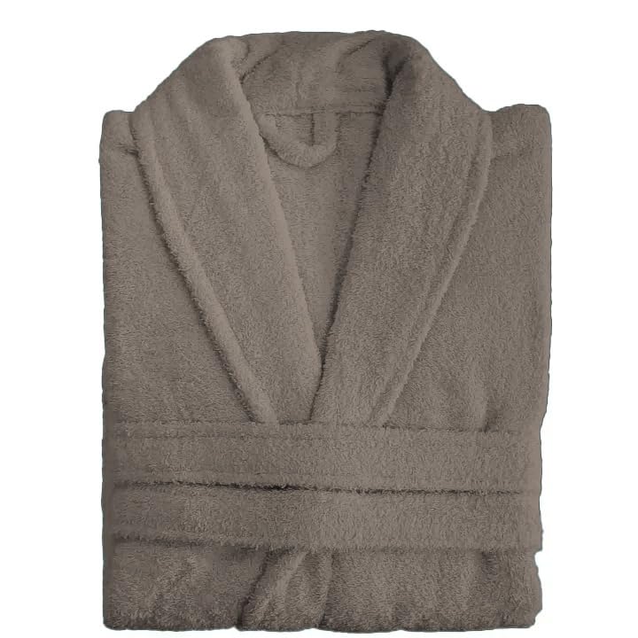 HOME SOLAZZIA Albornoz Unisex para Mujer y Hombre 100% Algodón con Cinturón, Bolsillos, Bata Suave, Ducha, Toalla(Marrón, L/XL)