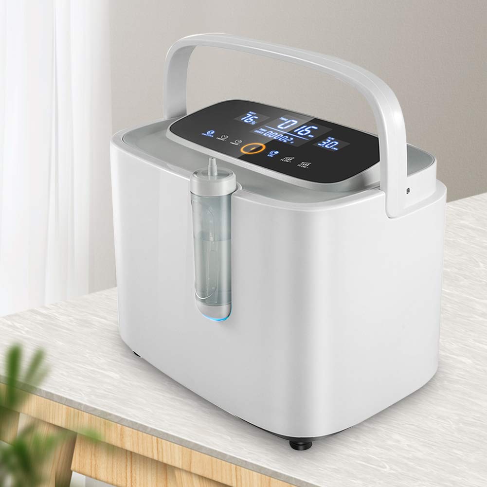 Concentratore di ossigeno 1-7L / min 93% Dispositivo per ossigeno ad alto potere purificante 220V Macchina per ossigeno portatile regolabile per uso domestico e di viaggio (≤42dB)