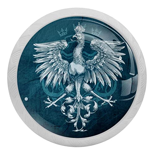 WALLDOR Bird Eagle Glow in The Dark Crystal Glass Cabinet Knobs 4 Pcs Drawer Handles for Kitchen Cabinets Dresser Cupboard Wardrob