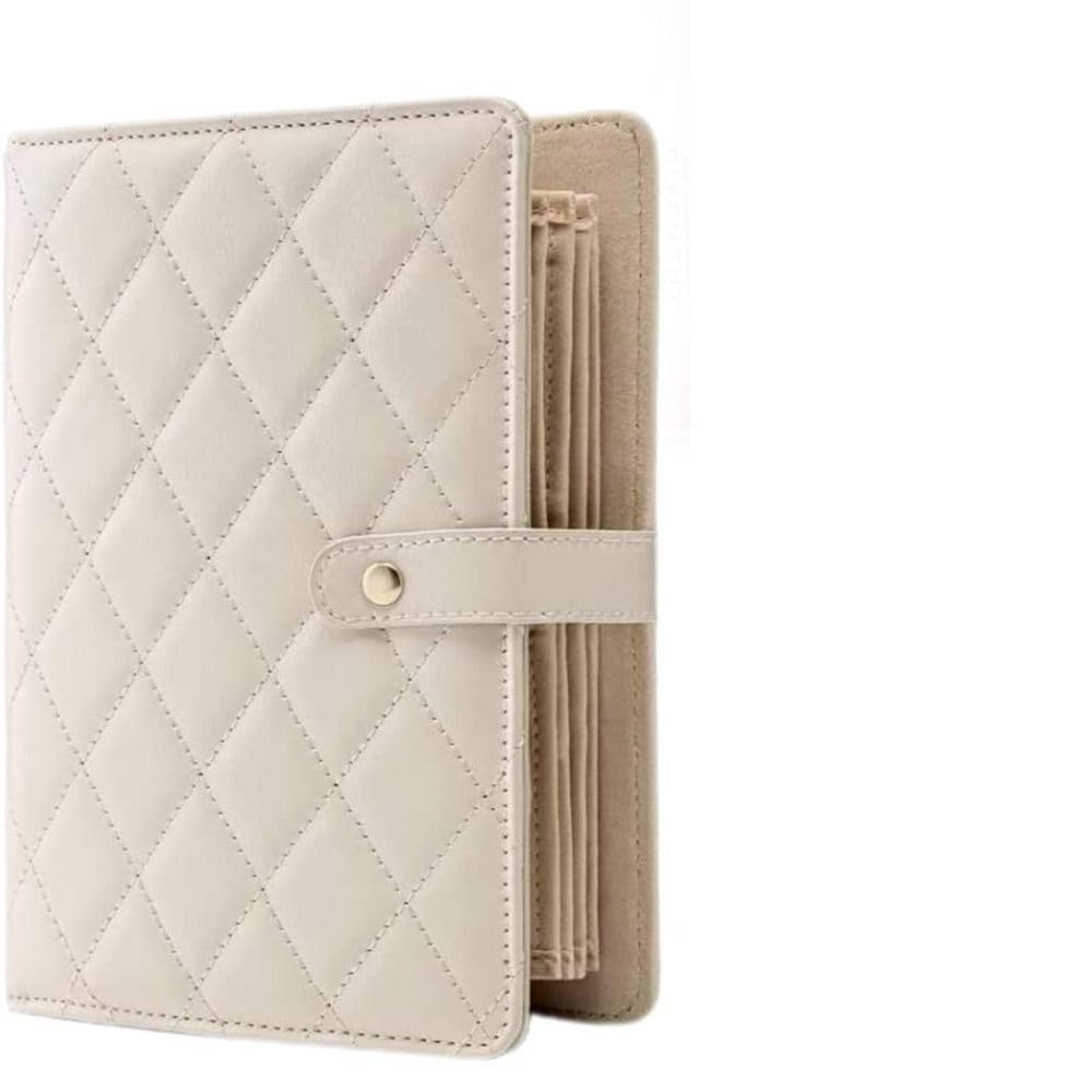 HUWOYG Transparent Jewelry Storage Book With Zipper Necklace Binder PU Leather Clear Pockets For Rings Necklace(White)