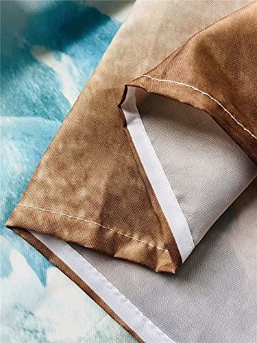 Beach Shower Curtain Summer Ocean Theme Tropical Hawaiian Blue Sea Waves Sunset Seaside Landscape Scenery Print Pattern Bathroom Curtain Set With 12 Hooks 72 X 72 Inch Waterproof Fabric Bath Decor #TOP4