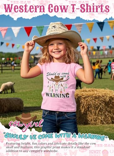 Girls Western Cowgirl T-Shirts - Kids Short Sleeve Cow Shirts Funny Rodeo Graphic Letters Print Summer Tee Tops4
