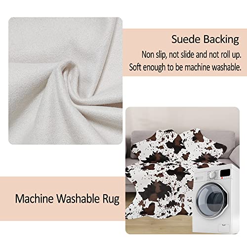 Fixseed Faux Fur Cowhide Rug For Living Room, 4.6 X 5.2 Feet Cute Non Slip Animal Print Area Rug, Cow Hide Print Rug For Western Home Decor #TOP6