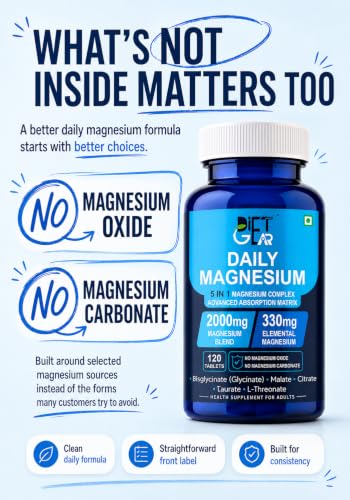 Image of 2000mg Magnesium Glycinate Complex 5 in 1, 330mg Elemental, 120 Tablets | Bisglycinate, Citrate, Malate, Taurate, L-Threonate, NO OXIDE, NO CARBONATE | Sleep, Muscle & Stress Magnesium Supplement