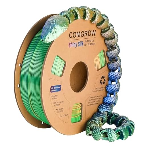 Comgrow Tri-Colors Silk PLA 3D Printer Filament, Rainbow PLA Filament 1.75mm, Dimensional Accuracy +/- 0.02 mm, 1KG Spool, Coextrusion 3D Filament with Shiny Silk Blue-Green-Orange