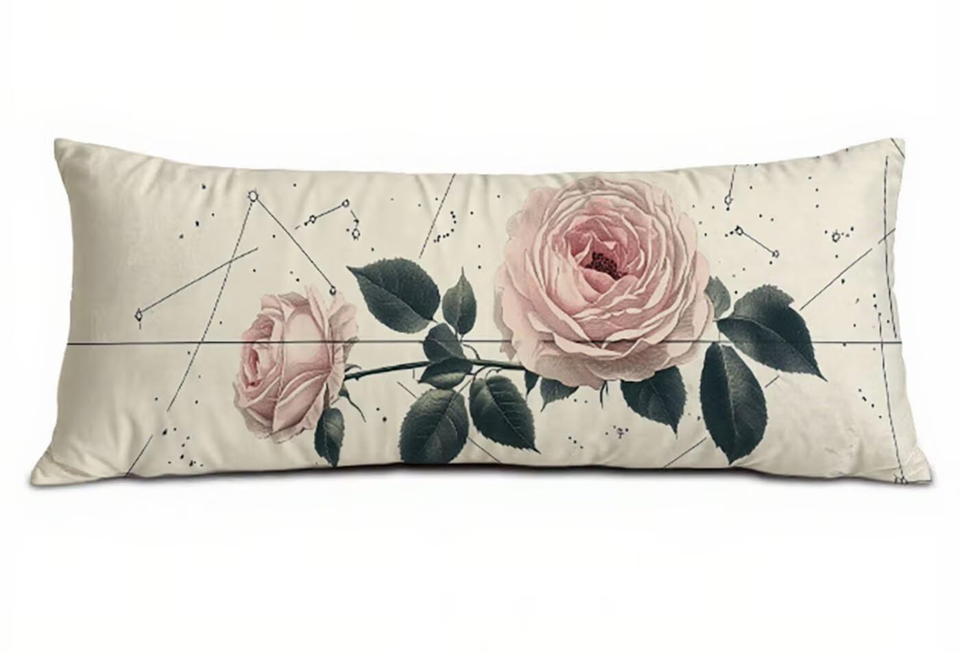Fioletowa poduszka do spania na boku poszewka 60 x 180 cm, kwiatowa poduszka do spania na boku z niewidocznym zamkiem błyskawicznym, dwustronny nadruk, aksamit poprawia jakość snu, prezent dla kobiet