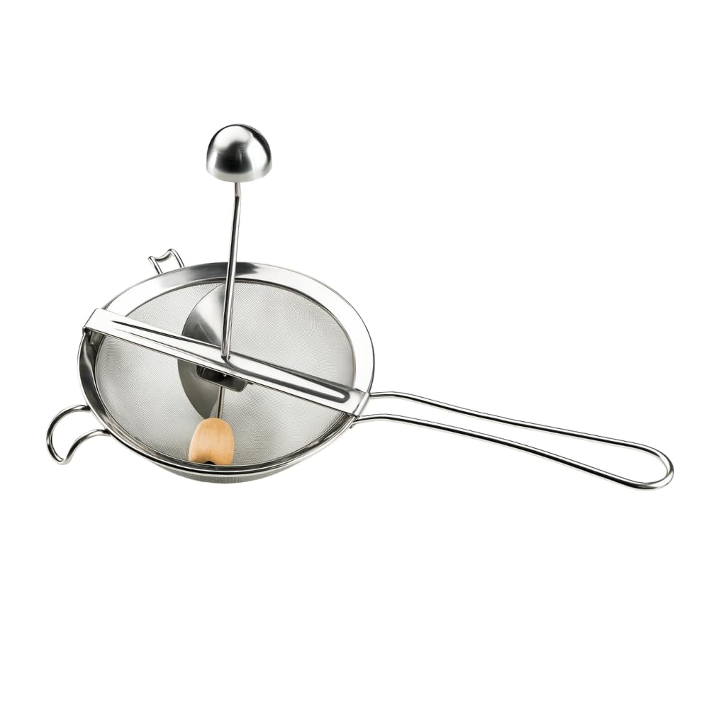 Paluplus Passaverdure Manuale in Acciaio Inox, Diametro 20 Cm, Passacolino con Pestello in Legno, per marmellate, salse, frutta, verdura, legumi e per setacciare farine, Made in Italy -400C-0,75