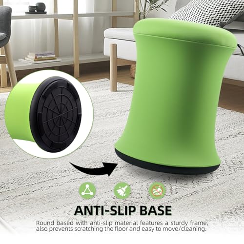 Image of ADHD Wobble Stool, Yoga Ball Chair, Ergonomic Active Sitting Stool for Adults,Kids, Improves Focus, Posture Balance Adjustable Height, Non-Slip Base for Home, School, Exercise, Yoga (Green)