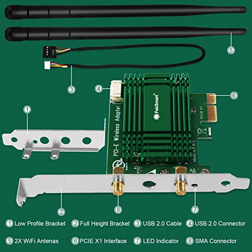 Febsmart Wifi 6 Pcie Wireless Network Adapter For Windows 11, 10 64Bit, Linux Kernel 5.1+ Desktop Pcs, For Gaming And Video Streaming, 2.4Ghz 574Mbps And 5Ghz 2400Mbps, Intel Wifi 6 Ax200Ngw (Ax3000) #TOP7