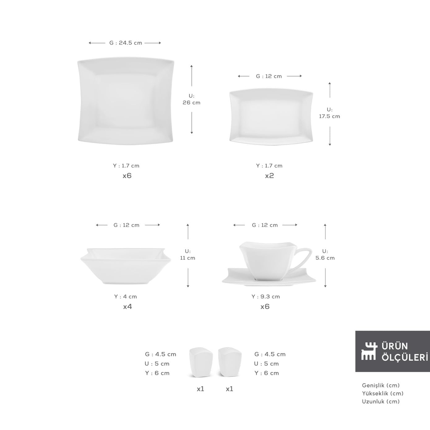 Karaca Perfect White - Set di 32 stoviglie in porcellana per 6 persone, servizio combinato con 6 piatti piani, 6 tazzine da caffè, 6 piattini, 6 cucchiaini da caffè, 2 ciotole, 4 ciotole, 1 saliera, 1