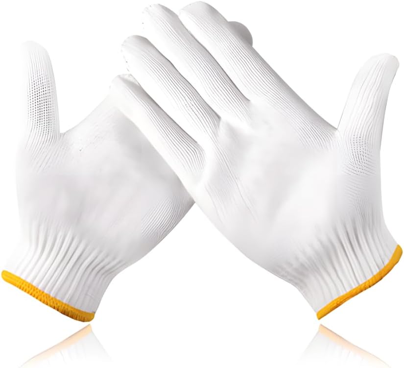 Unisex white cotton polyester knittedsafety gloves,suitable for gardening,warehouse,cooking work-12/36/240 pairs