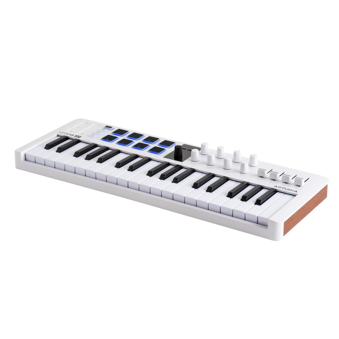 Arturia MiniLab 37 Controller MIDI USB Tastiera 37 tasti | 37 tasti sottili, Pad Encoder Fader, Integrazione DAW, USB-C, Suite software, Arpeggiatore, Modalità Accordi