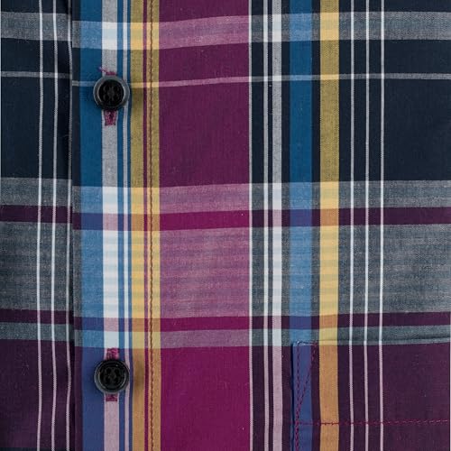 Image of 7-DAYS Men's Premium Check Shirt - 100% Cotton, Tailored Fit (Between Slim & Regular), Full Sleeve, with Pocket - Smart Office & Casual Look