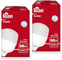 Kit 2 Lâmpadas LED 50W Branca Fria Alta Potência Base E-27 Bivolt - 2 Unidades