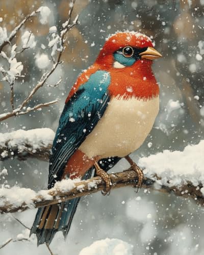 Peinture diamant oiseau sur une branche pour décorer le salon