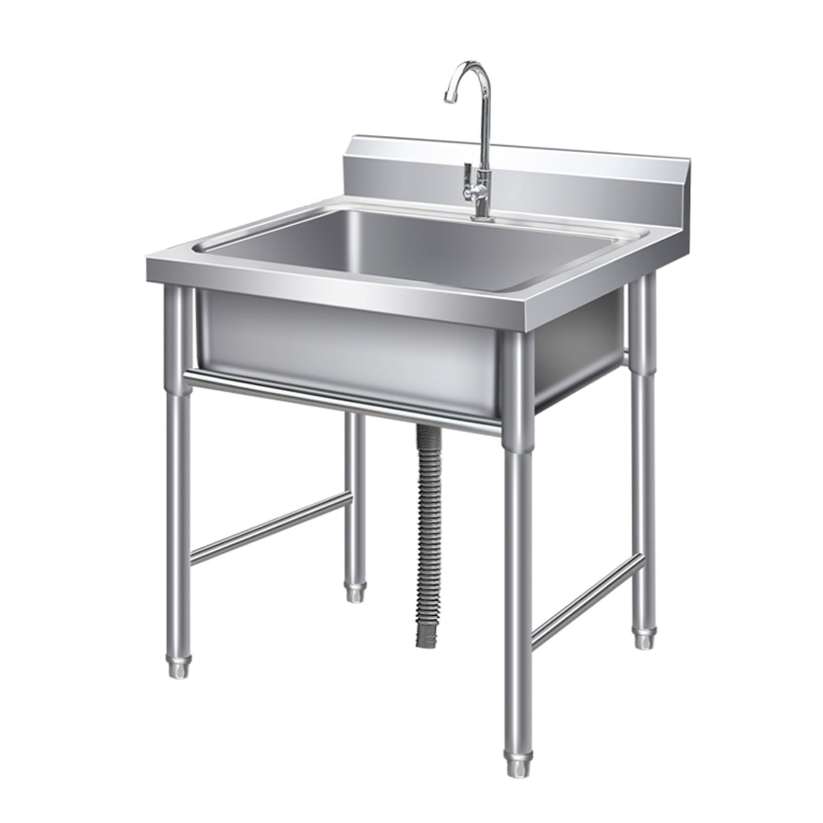 CSXSXAUO Commercial Stainless Steel Utility Sink with Faucet Drain Pipe Filter & Splash GuardHeyDuty for Restaurant Kitchen Laundry Garage Use