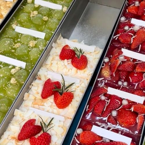 Dolvitrny Molde para pan de acero inoxidable de 40 x 10 cm con tapa extraíble, postre rectangular para tiramisú, pasteles en capas y hornear apto para horno (40 x 10 x 6 cm fijo)