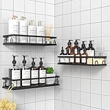UUlioyer Duschablage Ohne Bohren, Wasserdichter Duschregal, 3 Stück Badezimmer Regal Organizer, Shampoo Duschgel Halterung für Dusche (Schwarz- 3 Stück)