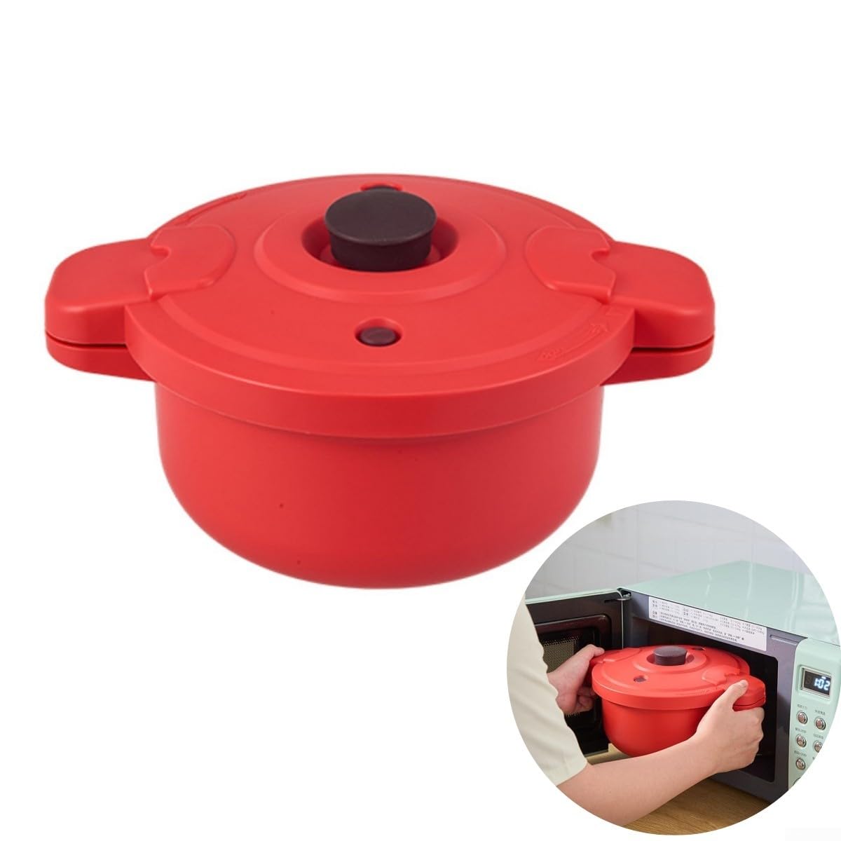 MW-PC01 Cocotte à micro-ondes pour repas rapides en 5 minutes, cuiseur vapeur compact et cuiseur à riz, construction en polypropylène sans BPA, conservation des nutriments pour les chefs à