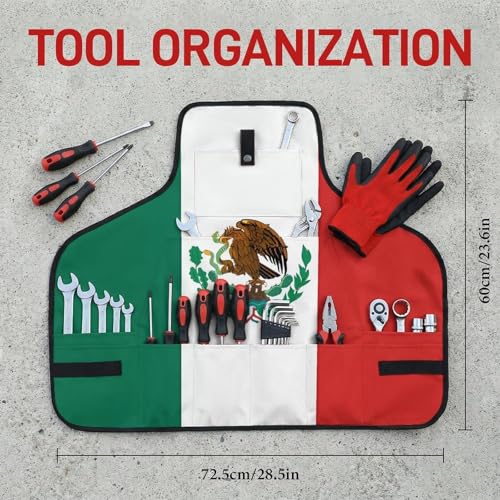 Delantal de trabajo negro con diseño Bandera de México miniatura 2