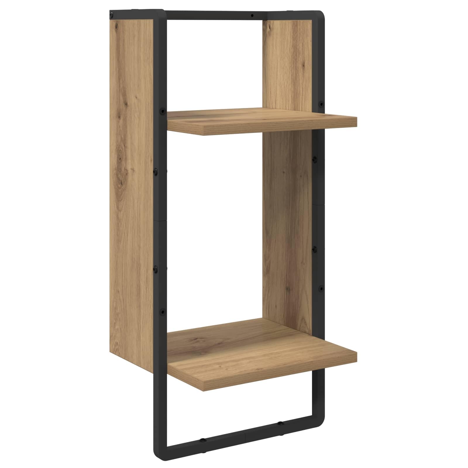 Générique Wandregal-Set, modernes Design, 4-teilig, aus Eiche, handgefertigt, rechteckig, mit stabilem Metallrahmen, für Wohnzimmer, minimalistisches dekoratives Bücherregal