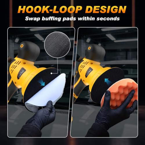 Image of Cordless Car Buffer Polisher kit Compatible with DEWALT 20V Battery(No Battery), 6 Inch 9 Speed Orbital Polisher, 1800-7200RPM, for Car Boat Waxing /Scratch