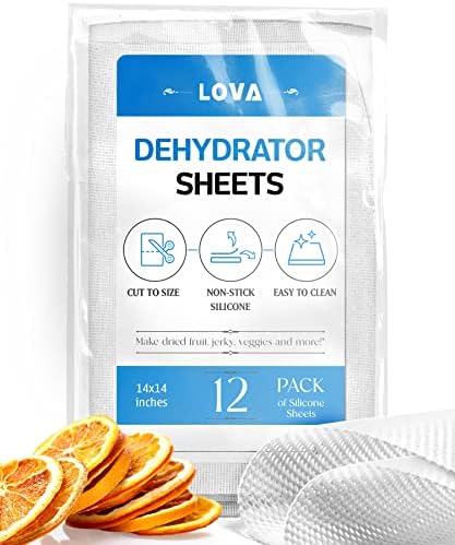 Dehydrator Sheets (12 Pack Silicone), Jerky, Fruit, and more! Dehydrator Accessories for Cosori Dehydrator, Excalibur, Magic Mill Dehydrator - Fine Mesh Dehydrator Trays