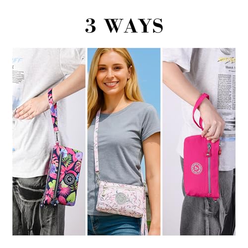 Image of Small Wristlet Wallets for Women Nylon RFID Cross body bag | Cell Phone Purse with Built-In Card Slots for Daily Outings