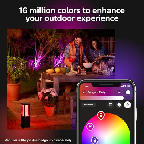 Philips Hue Econic Square Outdoor Smart Wall Light, Black - White and Color Ambiance LED Color-Changing Light - 1 Pack - Requires Hue Bridge - Control with Hue App and Voice - Weatherproof - image 5