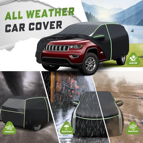Image of Mixsuper Liner Car Cover for Jeep Grand Cherokee 1993-2026, 7 Layers Waterproof Car Cover Accessories for Grand Cherokee with Zipper Door, Windproof Straps, Reflective Strips, Anti-UV, All Weather
