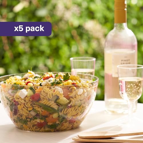 MATANA 5 Large Clear Hard Plastic Serving Bowls, XL 3500ml - Reusable Salad Bowls for Snacks & Crisps - Parties, Picnic, Birthdays, BBQ & More - Image 3