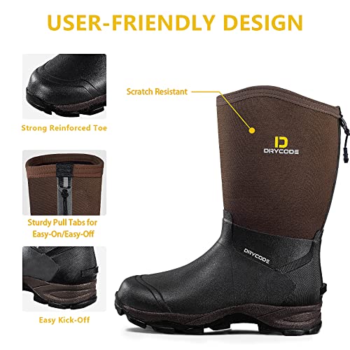 Drycode Rubber Boots For Men, 4.5Mm Neoprene Mid Calf Rain Boots, Durable Waterproof Hunting Boots(Black & Brown & Camo, Size 6-14) #TOP3