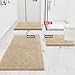 Smiry Luxury Chenille Bathroom Rugs 47x17, Extra Soft and Absorbent Shaggy Bath Mat, Machine Washable, Non-Slip Plush Carpet Runner for Tub, Shower, and Floor, Home Decor Accessories, Beige