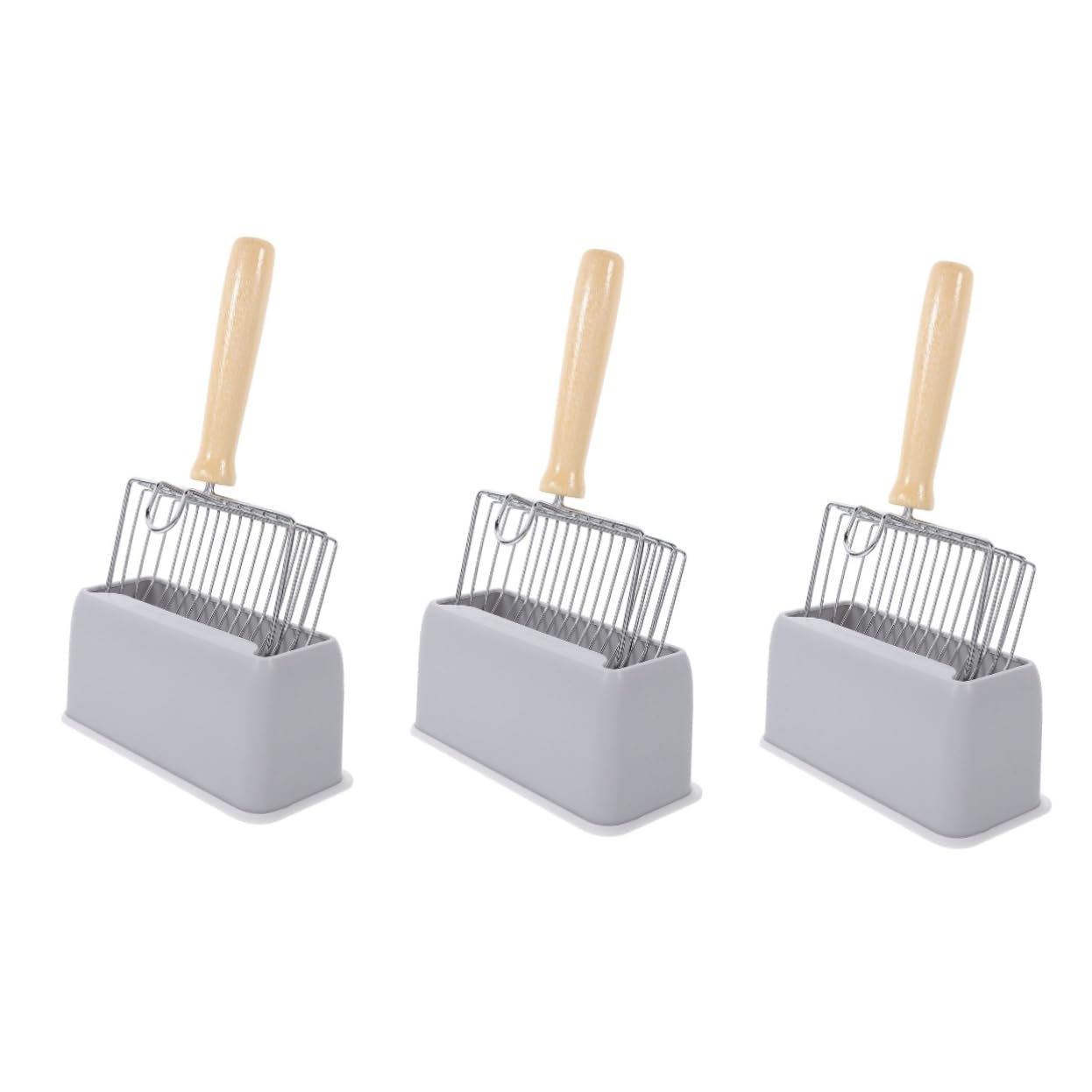 BESPORTBLE 3sets Cat Litter Scoop Acciaio Inossidabile Facilità di Pulizia con Manico Ergonomico per Lettiera e Contenitori per Gatti Accessorio Pratico e Resistente con Base