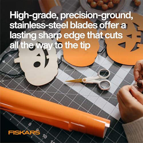 Image of Fiskars 5 inch Micro-Tip Titanium Scissors, Precision Craft Scissors | No. 5 Durable Titanium Blades & SoftGrip Handle for Intricate Cuts on Mixed Media Materials, Ambidextrous Double Loop Handle