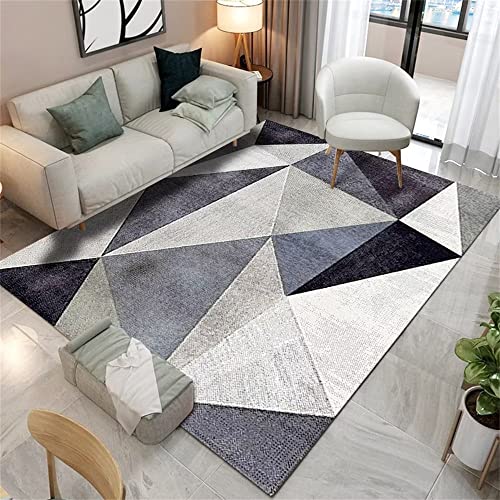 Tapis intérieur motif géométrique triangulaire gris-bleu