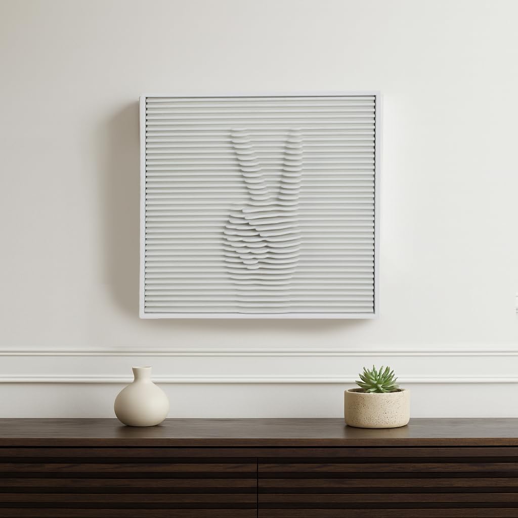 Home Decor Wall Art for House – Chic Canvas Wall Art with Abstract Shape Perfect for Dining Room Wall Decor – Framed Hanging Wall Art for Living Room, Dining Room, and Bedroom Decor – 12" Silver