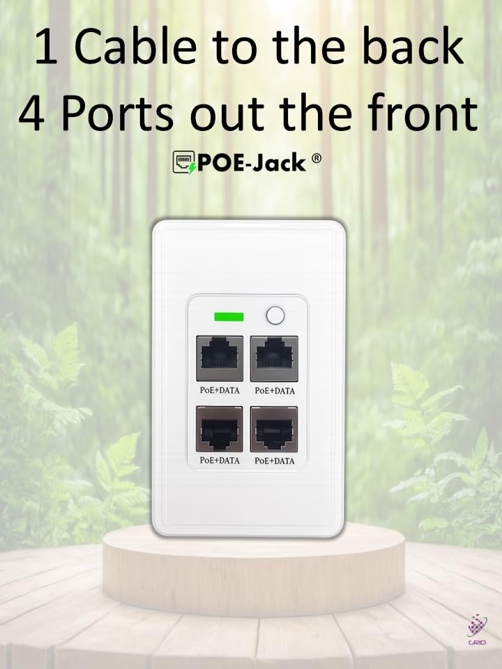 Extensor Activo PoE-Jack de Ethernet Gigabit con Conmutador en Placa de Pared, 4 Puertos, Uplink IEEE 802.3bt, Compatible con VLAN, Cámaras, POS, AP WiFi y VoIP miniatura 3