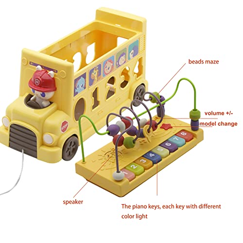 Mickyu Baby Toys 12-18 Months, Musical School Bus Toys Bead Maze, Activity Cube Early Education Learning Toy Gift For Boys Girls #TOP3